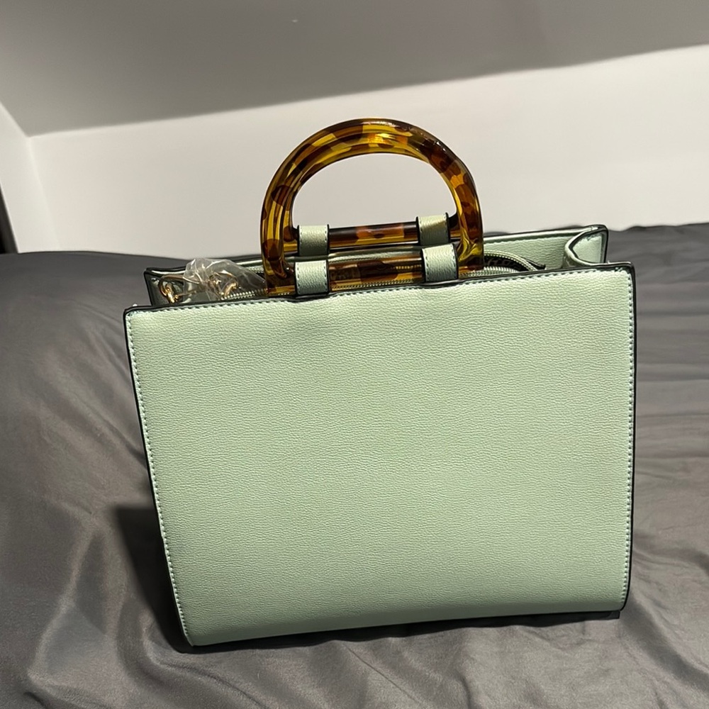 Mint Green Handbag with Tortoise Shell Handles